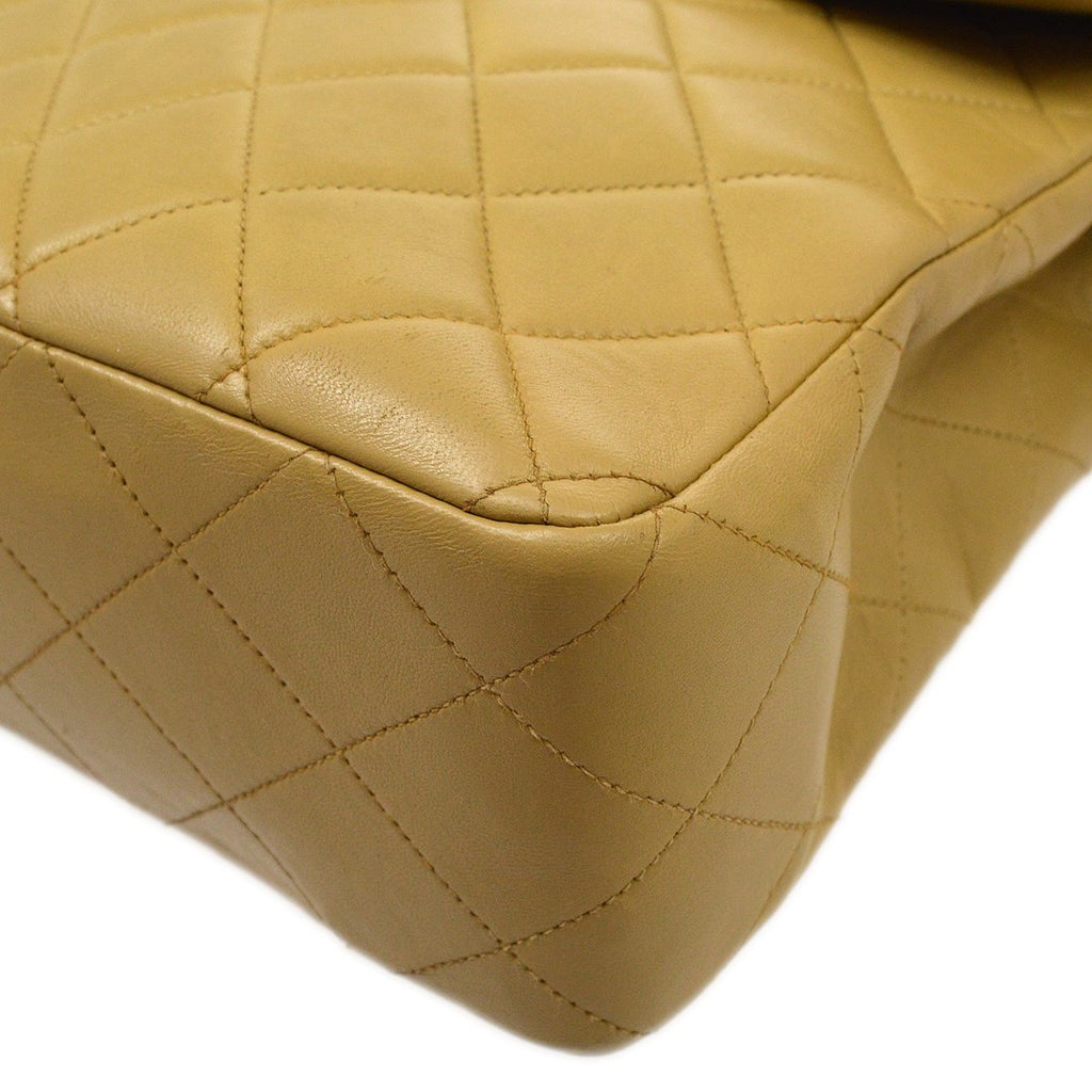 CHANEL 1994-1996 Beige Lambskin Quilted CF Backpack Medium