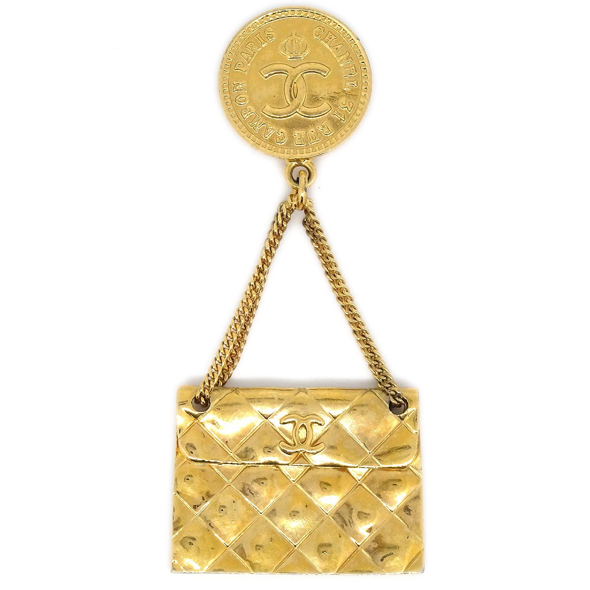 CHANEL 1996 Bag Motif Brooch Gold