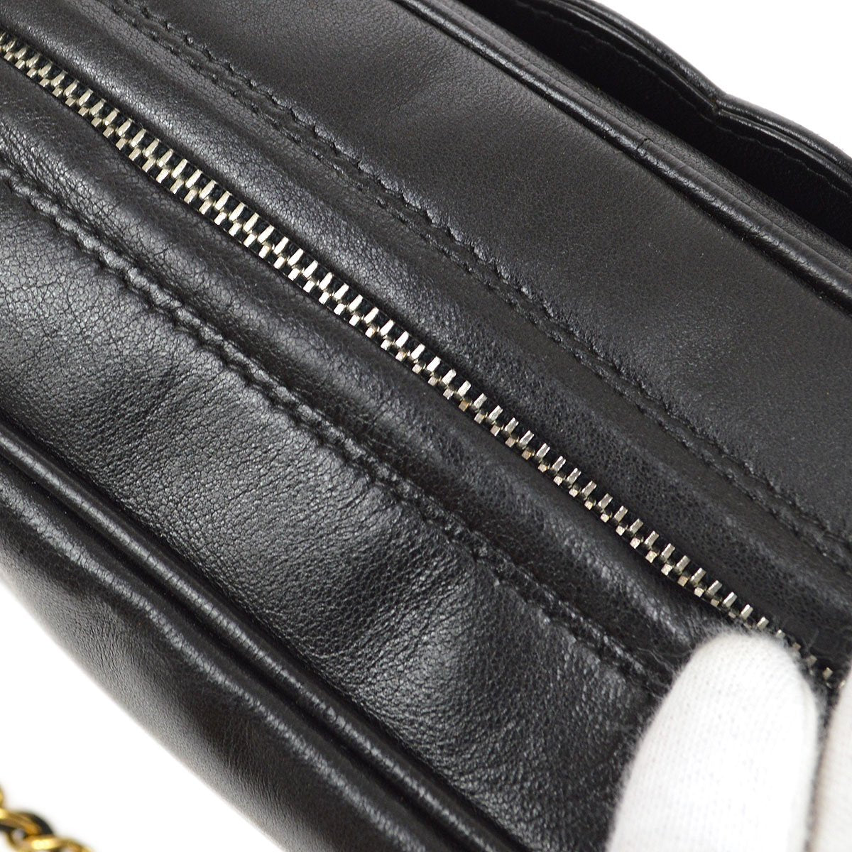CHANEL 1994-1996 Triple CC Camera Bag Mini Black Lambskin