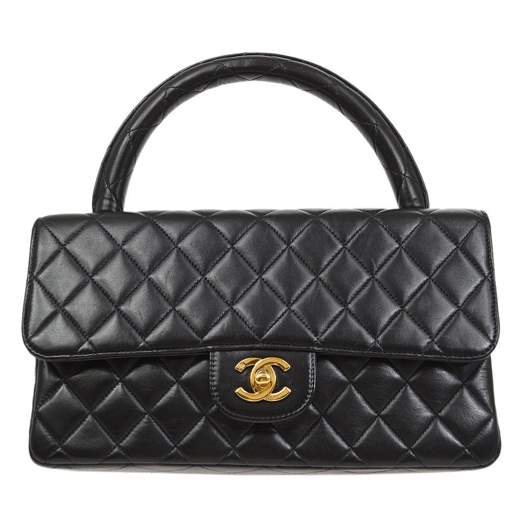 CHANEL Hand Bag Black Lambskin