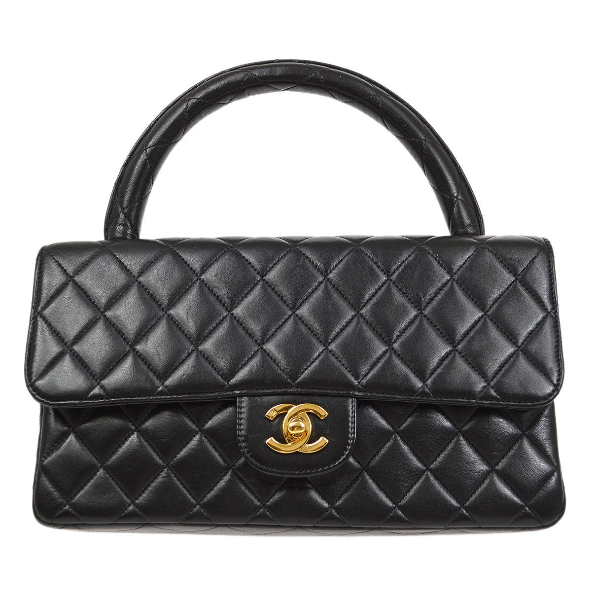 CHANEL Hand Bag Black Lambskin