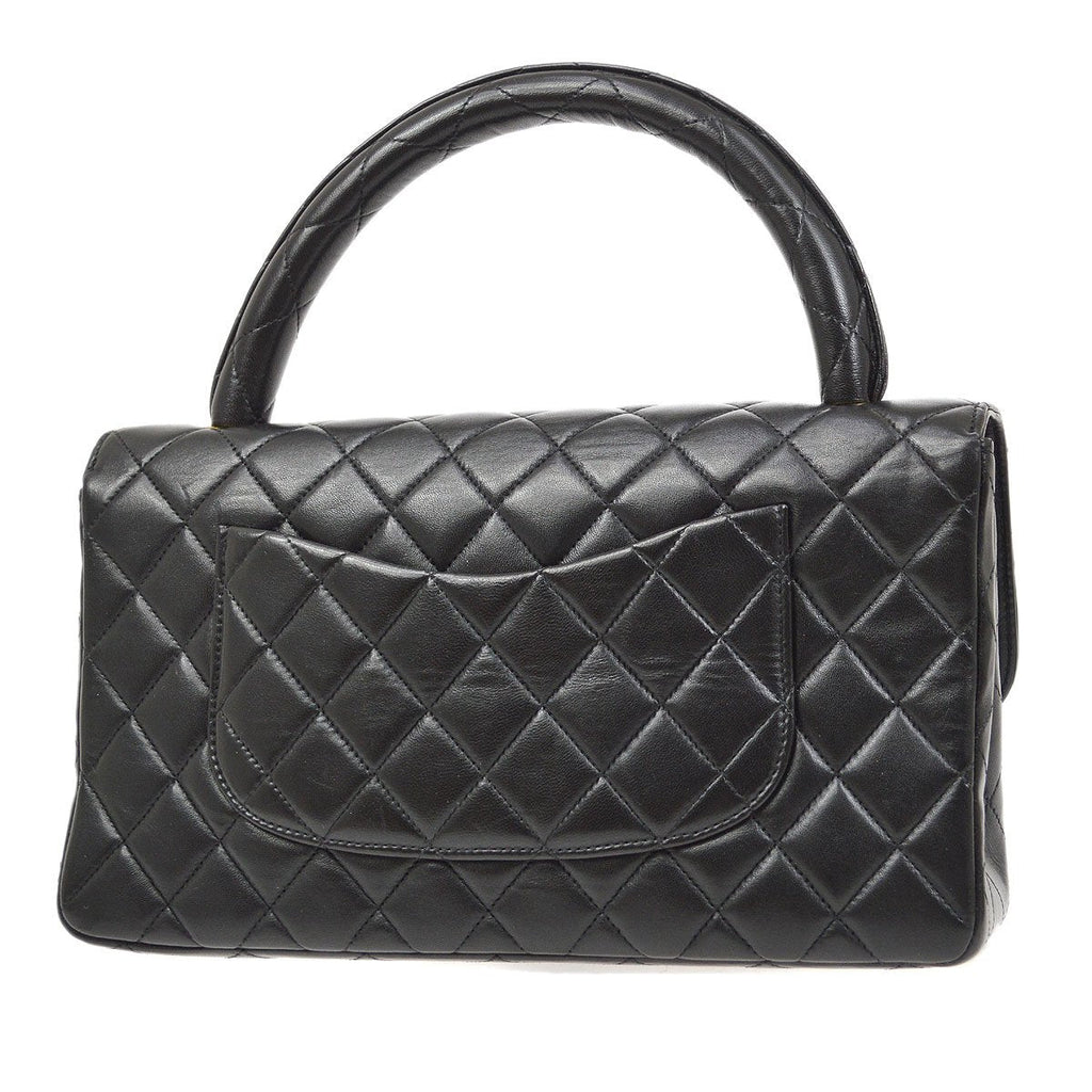 CHANEL Hand Bag Black Lambskin