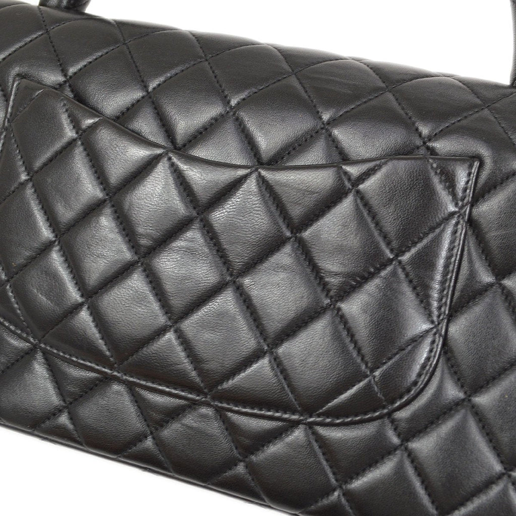 CHANEL Hand Bag Black Lambskin