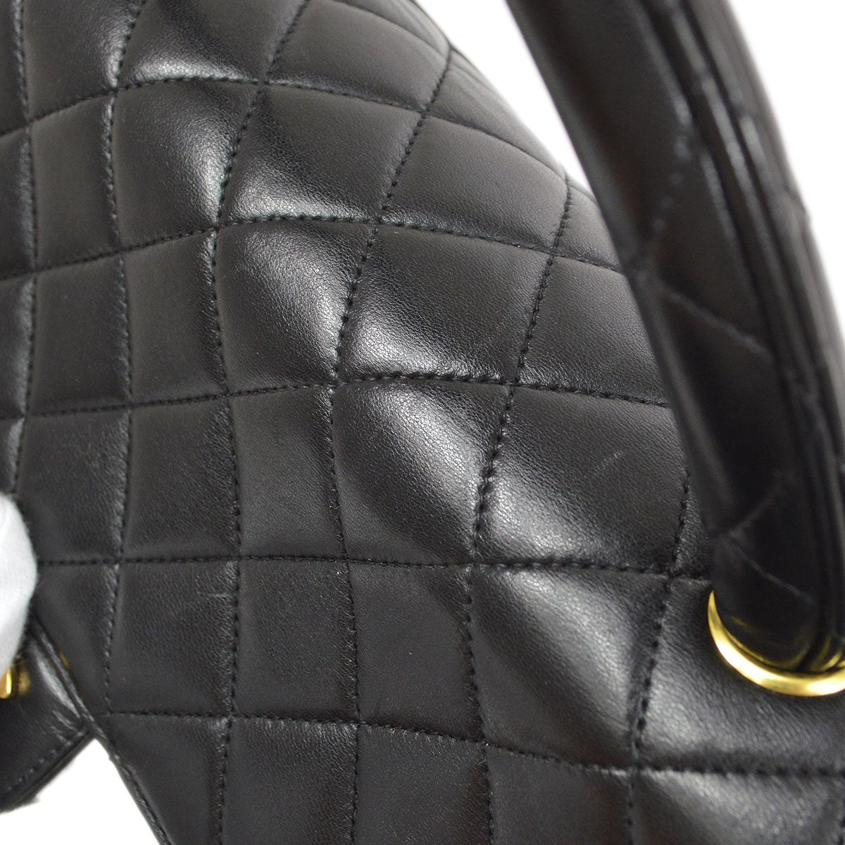 CHANEL Hand Bag Black Lambskin