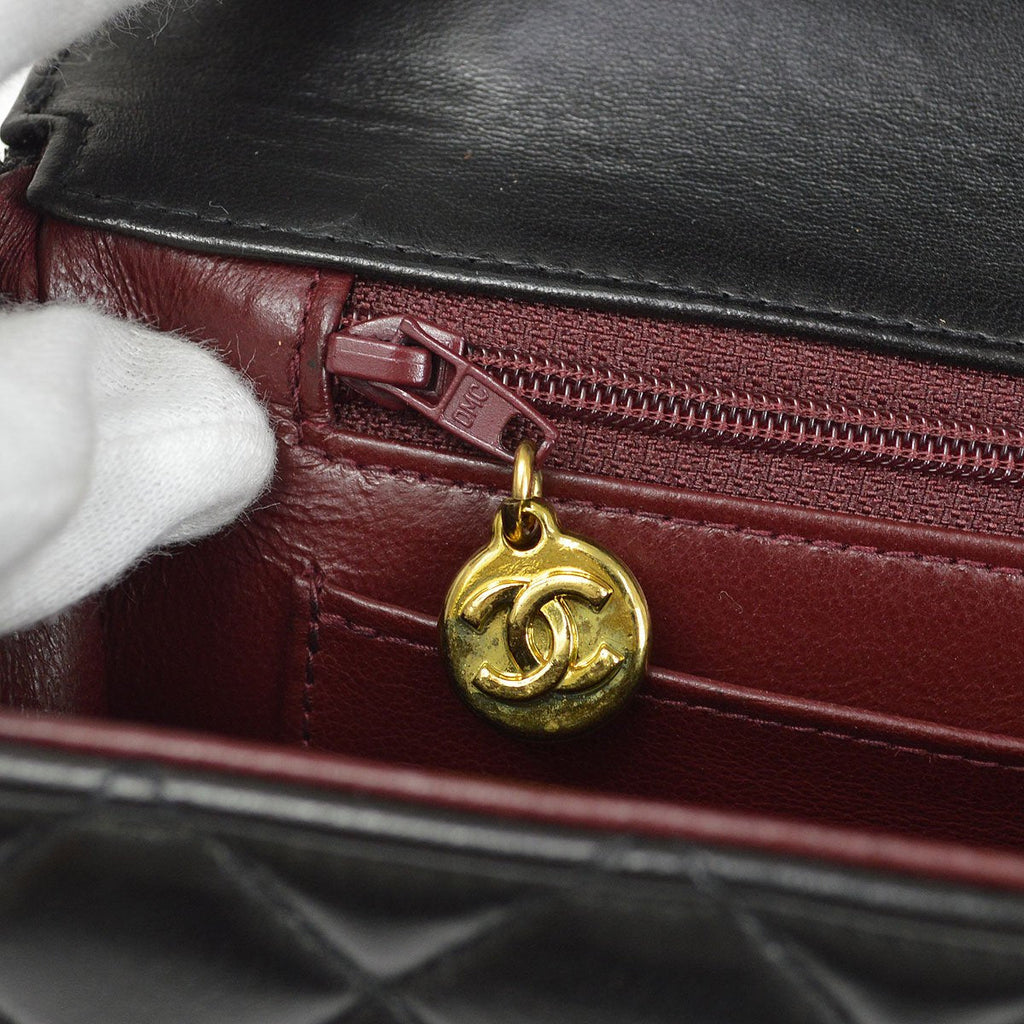 CHANEL Hand Bag Black Lambskin