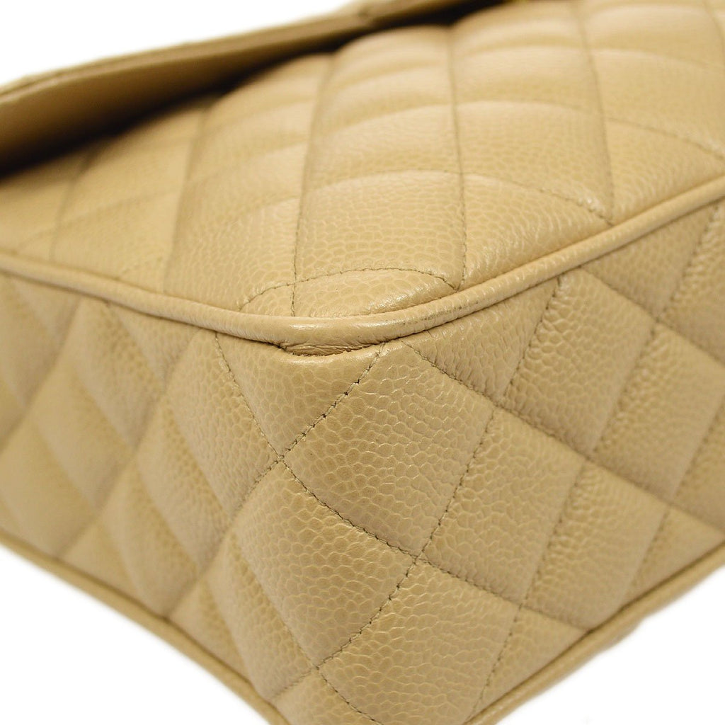 CHANEL 1994-1996 Beige Caviar Pocket Camera Bag Large