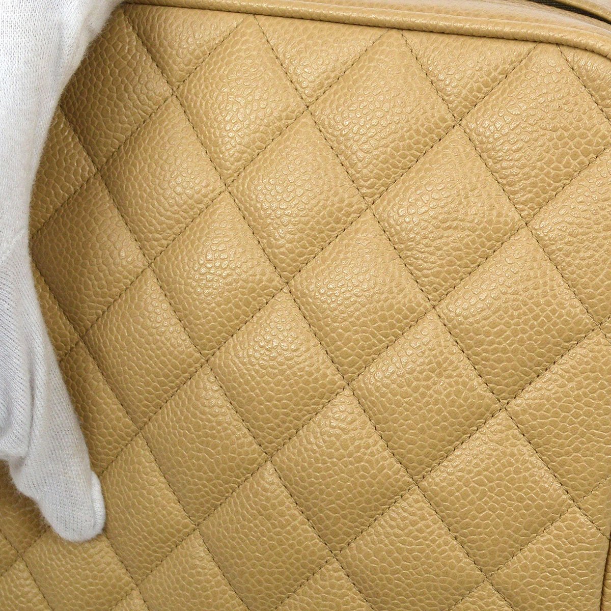 CHANEL 1994-1996 Beige Caviar Pocket Camera Bag Large