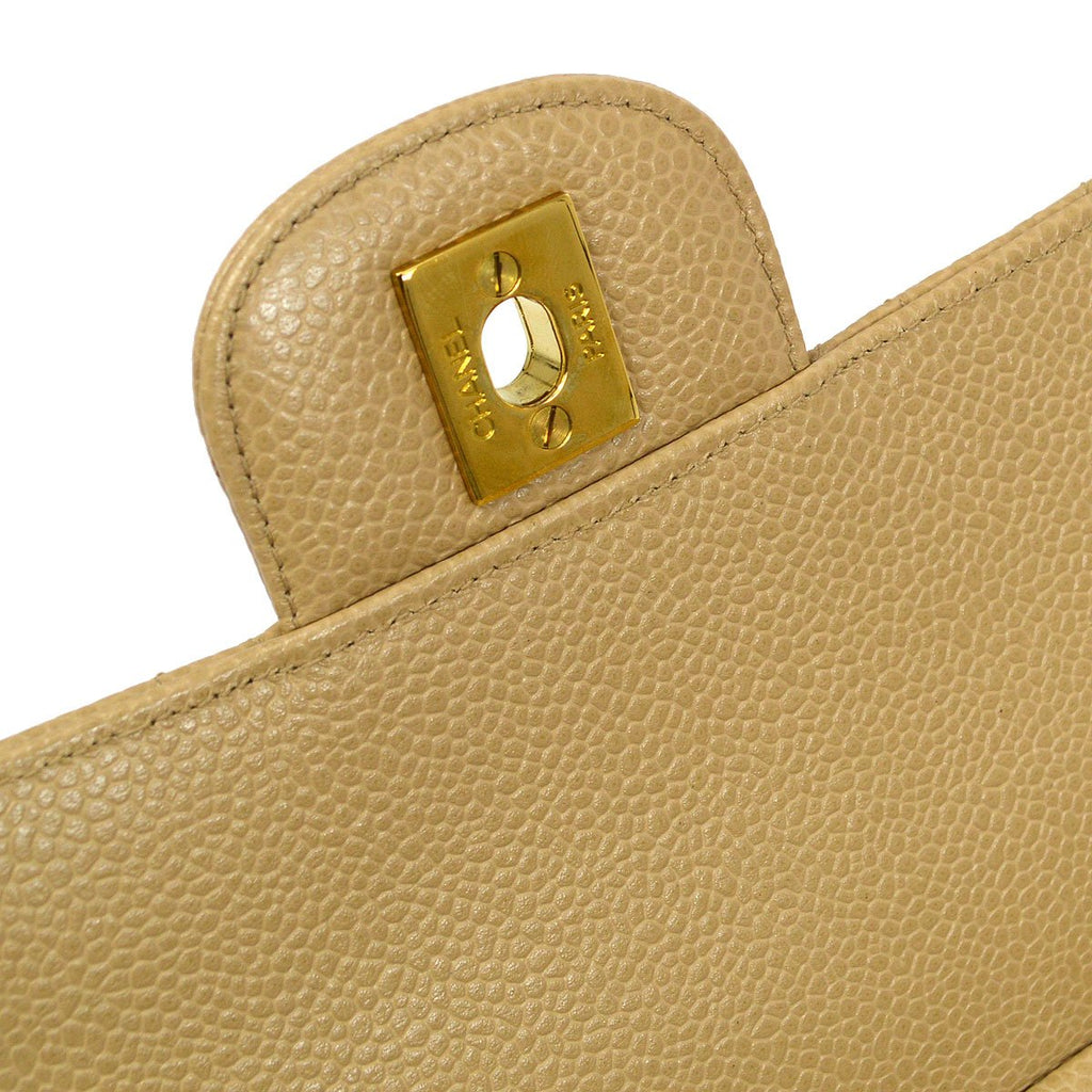 CHANEL 1994-1996 Beige Caviar Pocket Camera Bag Large