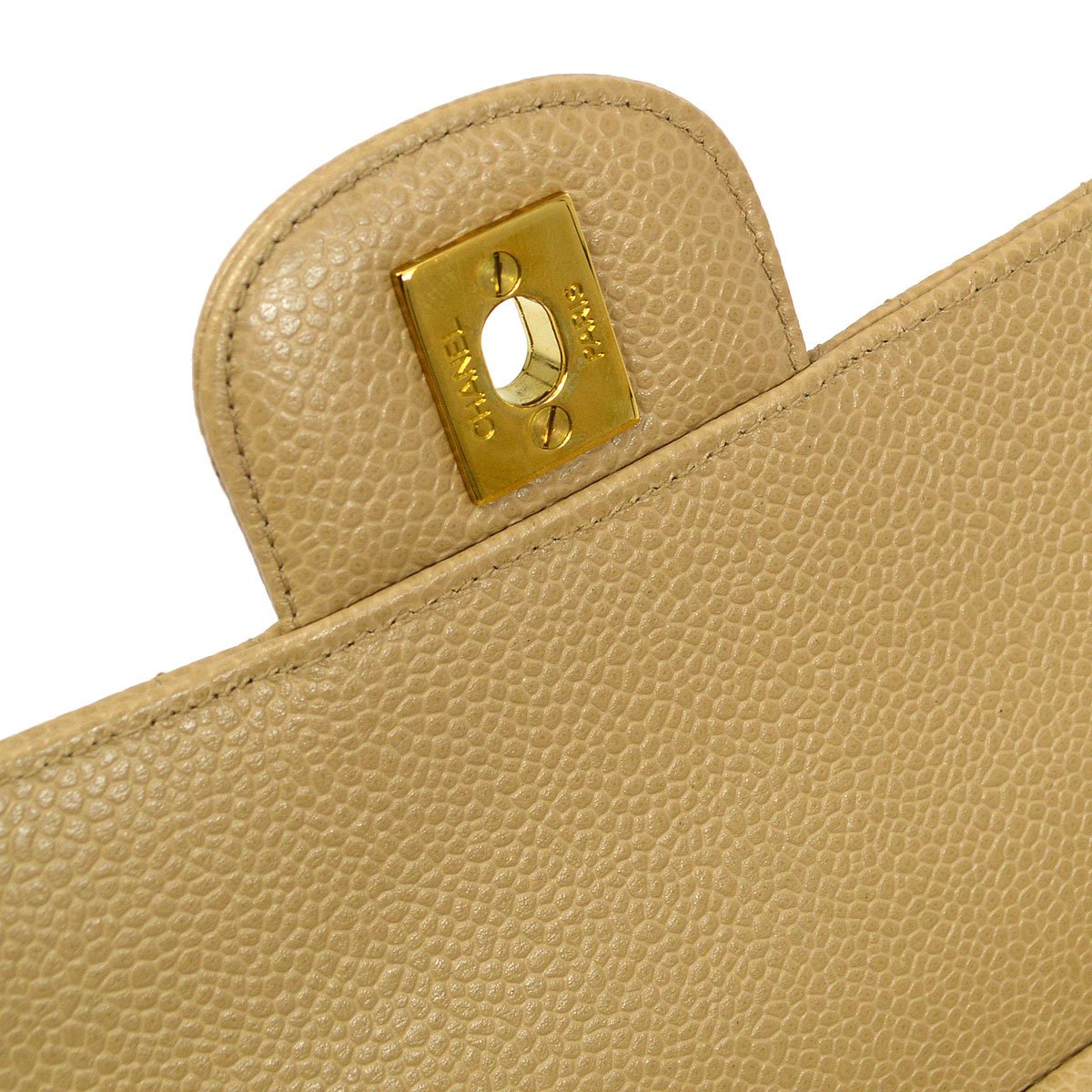 CHANEL 1994-1996 Beige Caviar Pocket Camera Bag Large