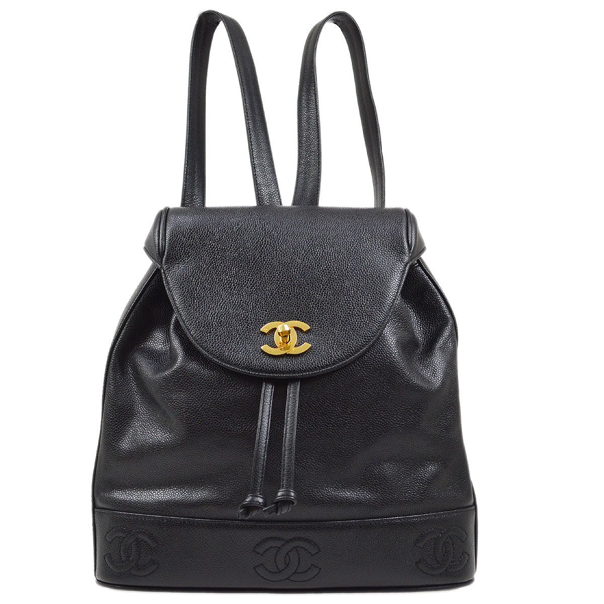 CHANEL 1996-1997 Triple CC Backpack Black Caviar