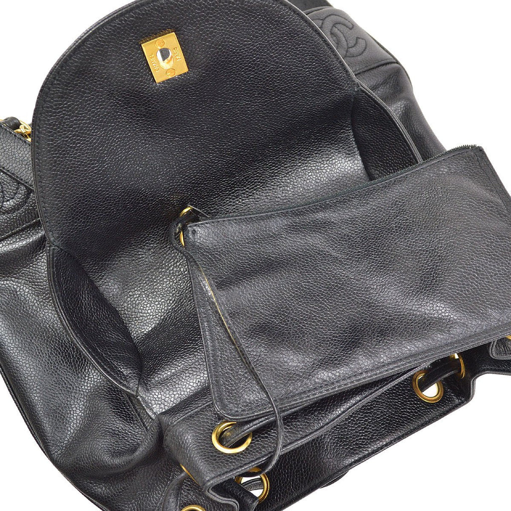 CHANEL 1996-1997 Triple CC Backpack Black Caviar