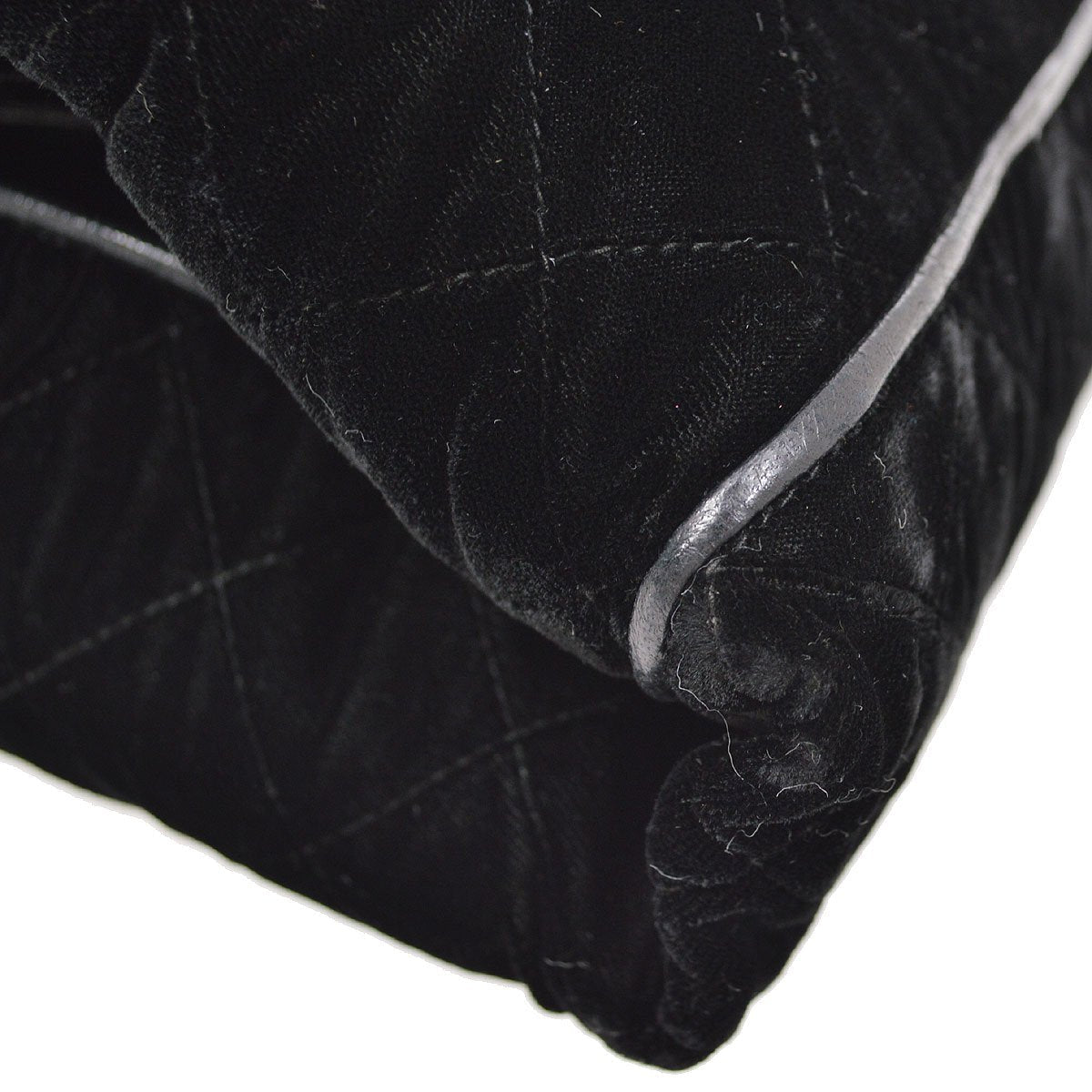 CHANEL 1986-1988 Fringe Hand Warmer Clutch Bag Black Velvet
