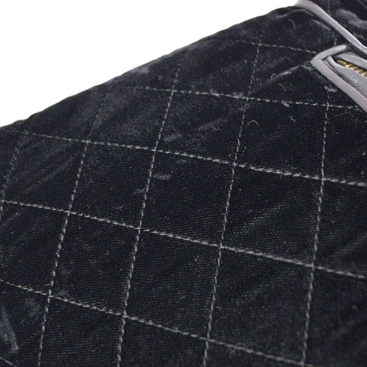 CHANEL 1986-1988 Fringe Hand Warmer Clutch Bag Black Velvet