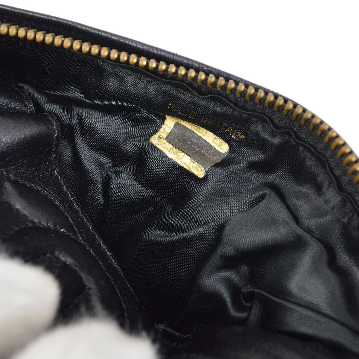 CHANEL 1986-1988 Fringe Hand Warmer Clutch Bag Black Velvet