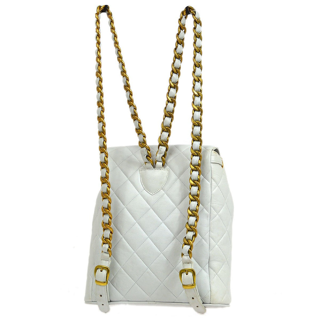 CHANEL * 1994-1996 DUMA Backpack Medium White Lambskin