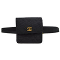 CHANEL 1989-1991 Black Canvas Quilted Belt Bag
