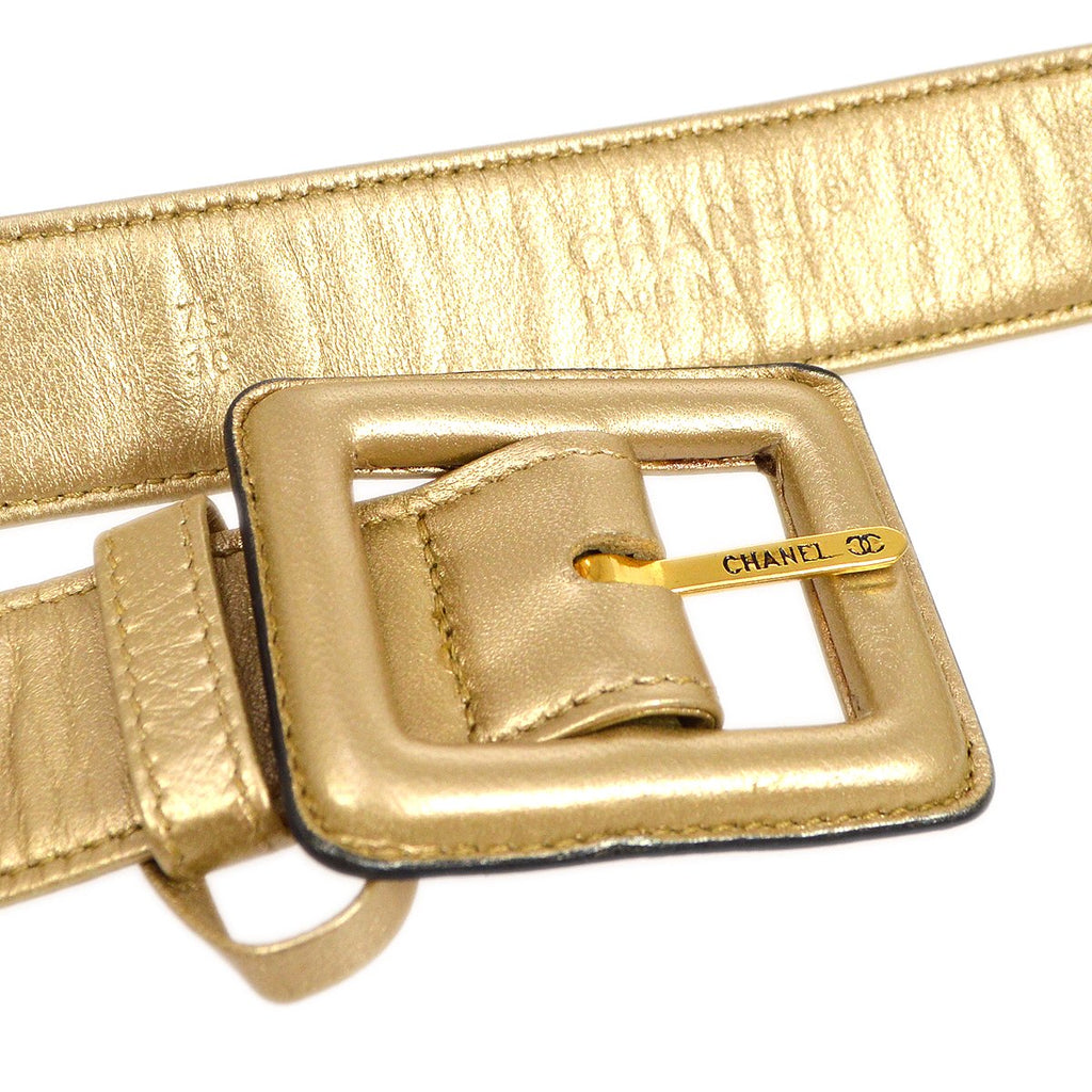 CHANEL 1991-1994 Gold Lambskin Quilted Belt Bag #75