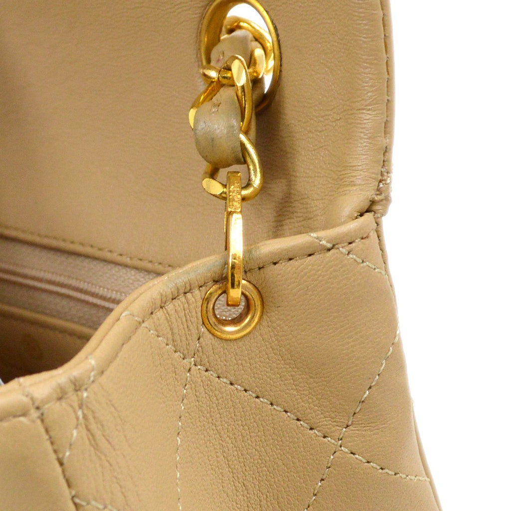 CHANEL 1989-1991 Classic Square Flap 20 Beige Lambskin