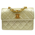 CHANEL 1989-1991 Gold Lambskin Straight Flap Micro