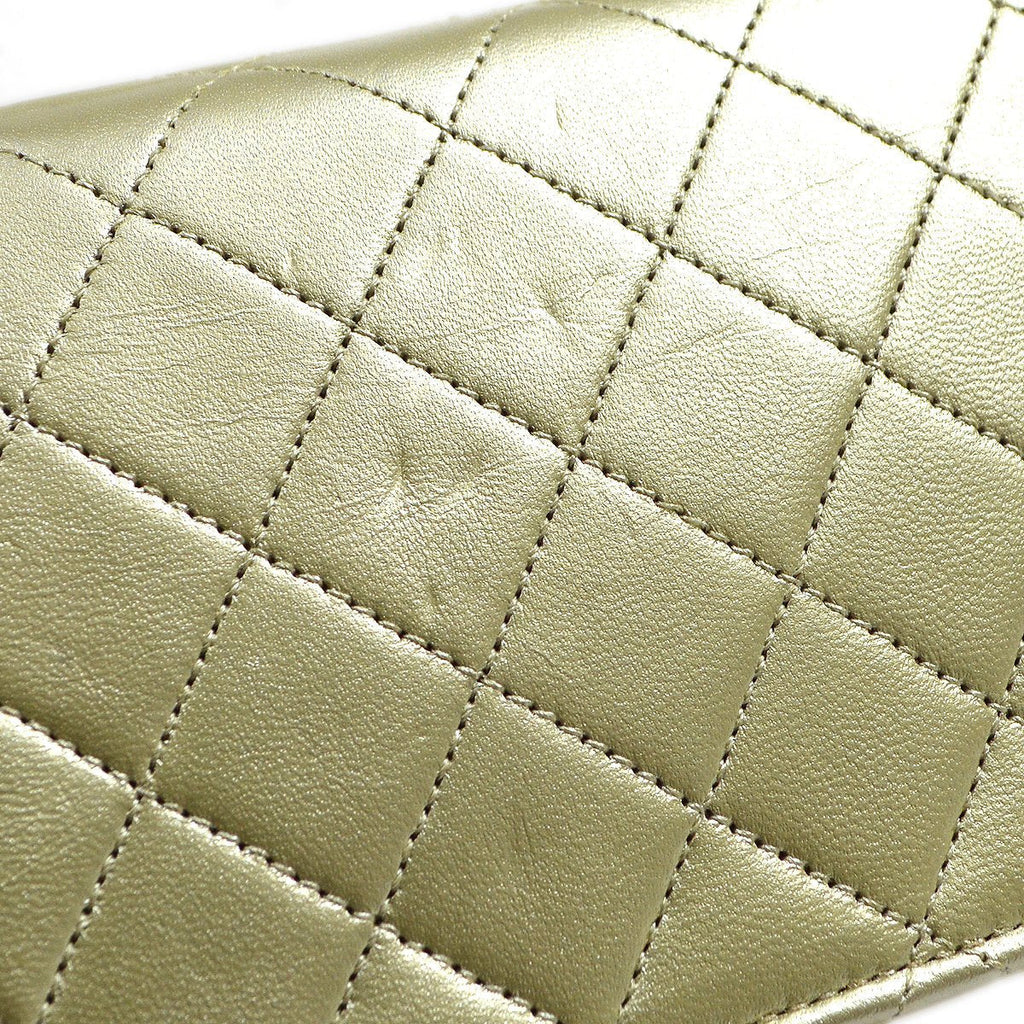 CHANEL 1989-1991 Gold Lambskin Straight Flap Micro