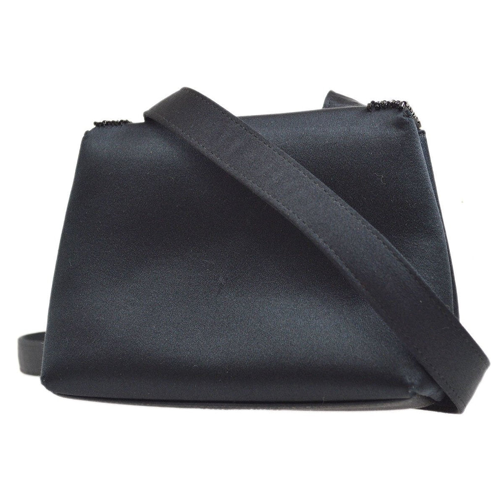 CHANEL 1998 Black Satin Beaded Trimmed Flap Bag