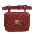 CHANEL 2001-2003 Bordeaux Caviar Chevron Belt Bag #70