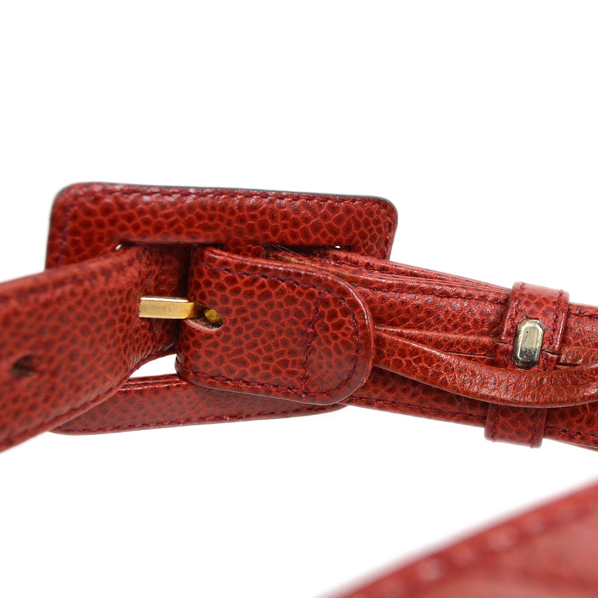 CHANEL 1989-1991 Red Caviar Round Belt Bag #80
