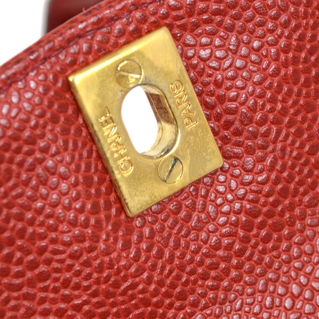 CHANEL 1989-1991 Red Caviar Round Belt Bag #80