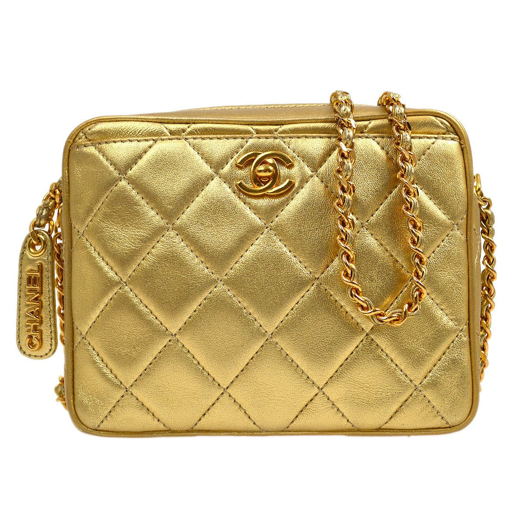 CHANEL 1996-1997 Gold Lambskin Camera Bag Mini