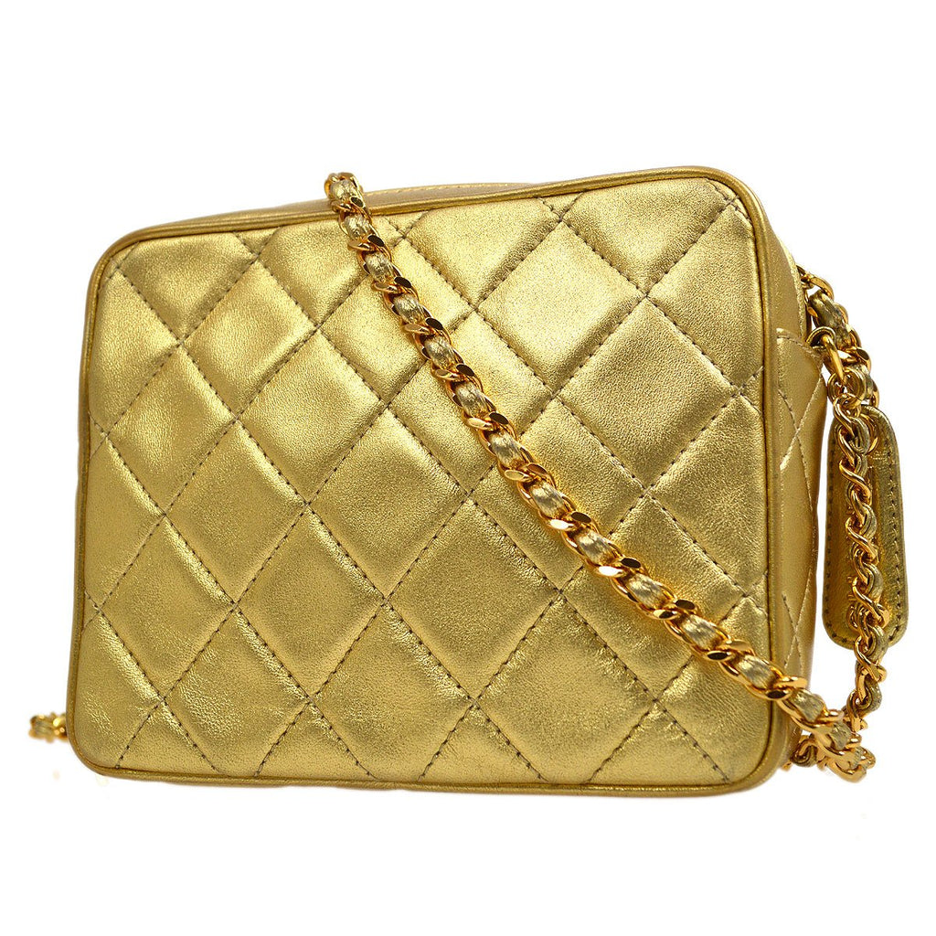 CHANEL 1996-1997 Gold Lambskin Camera Bag Mini