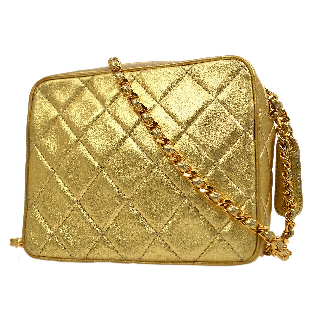 CHANEL 1996-1997 Gold Lambskin Camera Bag Mini