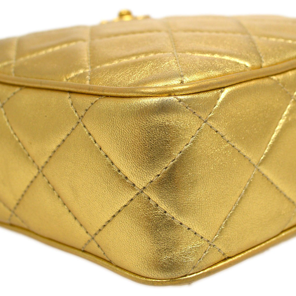CHANEL 1996-1997 Gold Lambskin Camera Bag Mini