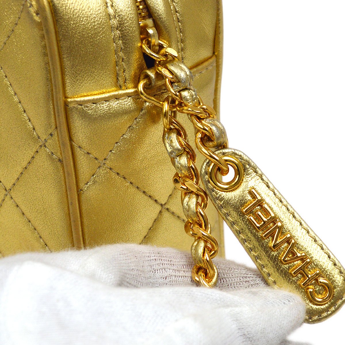 CHANEL 1996-1997 Gold Lambskin Camera Bag Mini