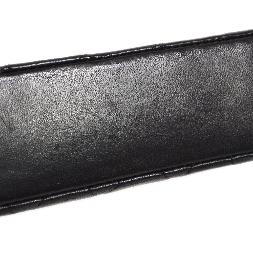 CHANEL 1989-1991 Black LAMBSKIN Straight FLAP MICRO