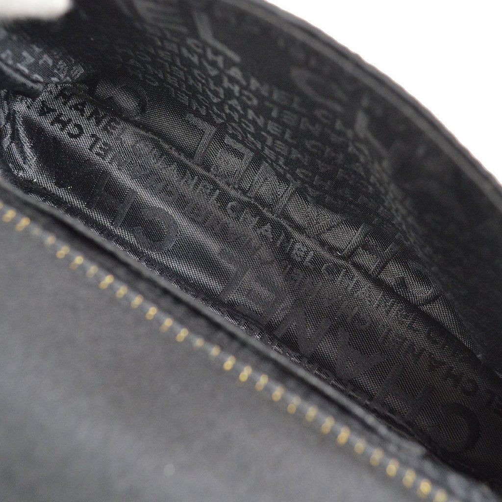 CHANEL 2003-2004 Camellia Choco Bar Chain Shoulder Bag Black Satin