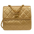 CHANEL 1991-1994 Gold Lambskin Straight Flap Mini
