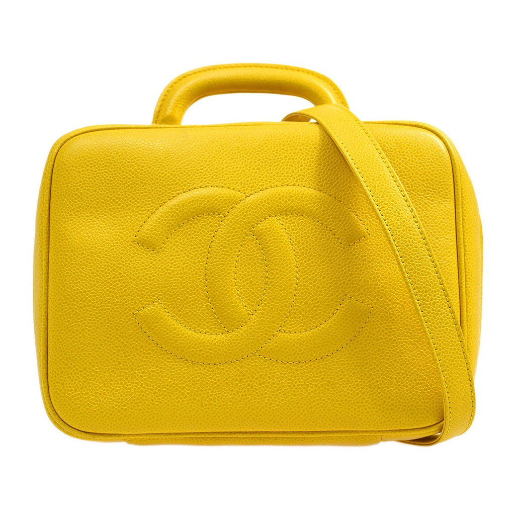 CHANEL 1997-1999 Yellow Caviar Lunch Box Vanity