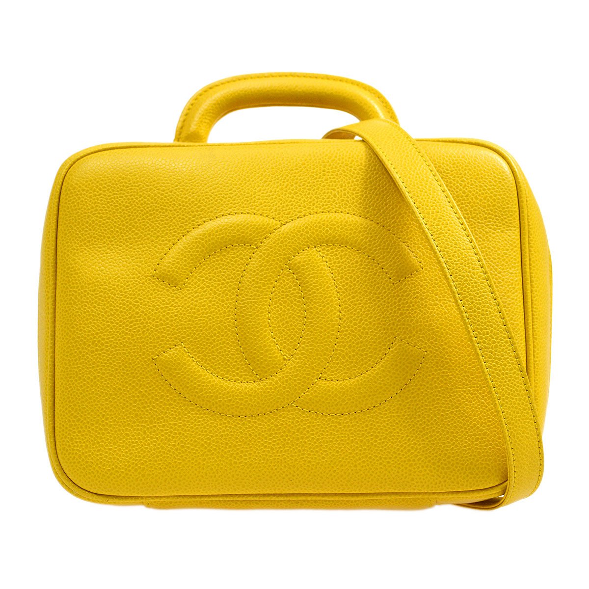 CHANEL 1997-1999 Yellow Caviar Lunch Box Vanity