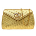 CHANEL 1991-1994 Christal & Gold CC Diagonal Evening Bag
