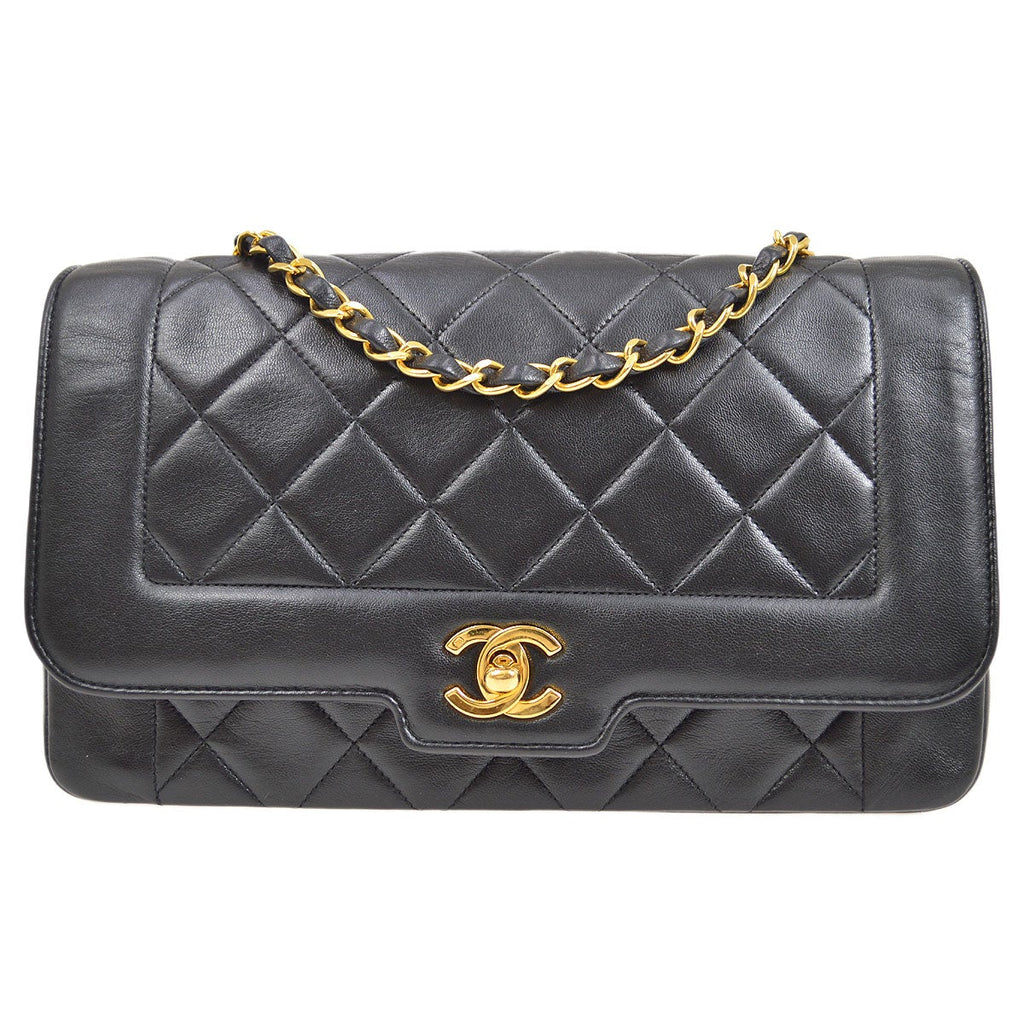 CHANEL 1991-1994 Border Flap Medium Black Lambskin