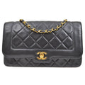 CHANEL 1991-1994 Border Flap Medium Black Lambskin
