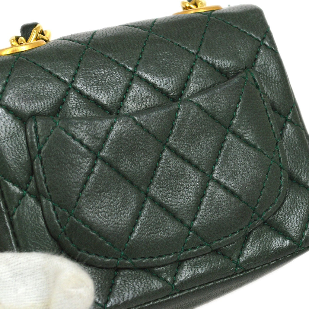 CHANEL 1990s Green Lambskin Belt Bag Micro