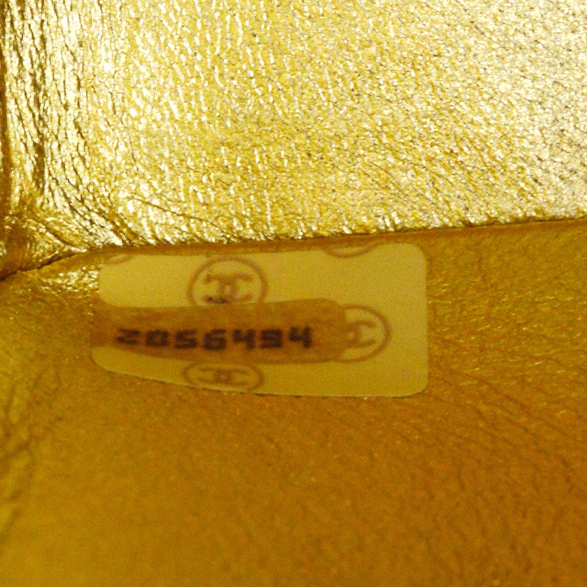 CHANEL 1991-1994 Gold Lambskin Chevron Faux Pearl CC Flap Bag