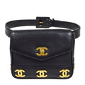 CHANEL 1991-1994 Black Caviar Triple CC Belt Bag #75