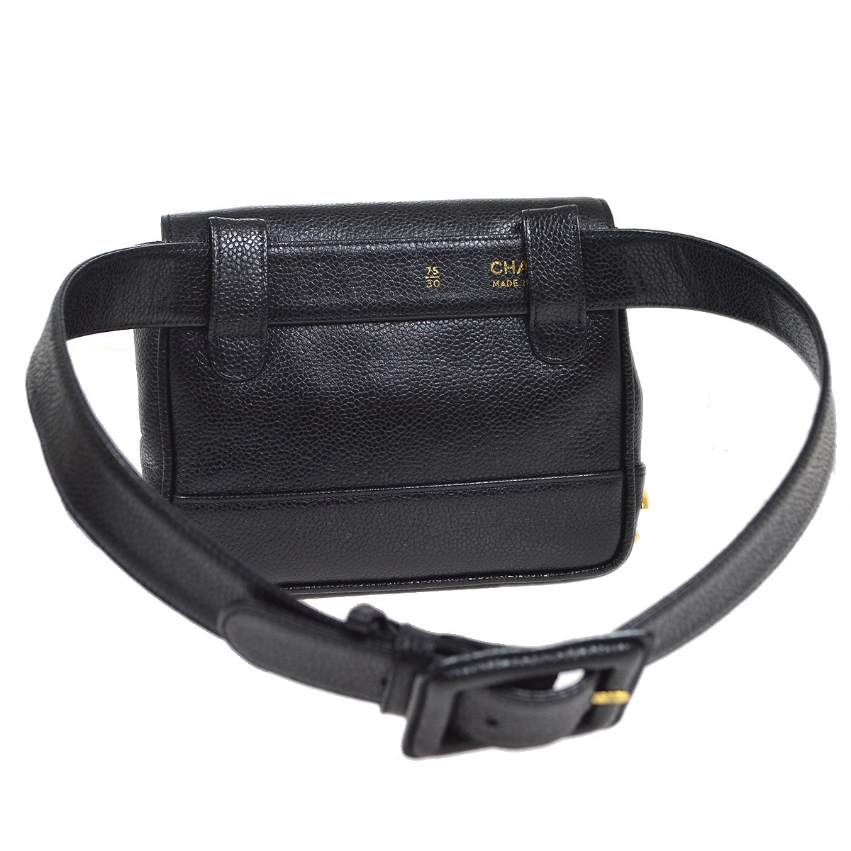CHANEL 1991-1994 Black Caviar Triple CC Belt Bag #75