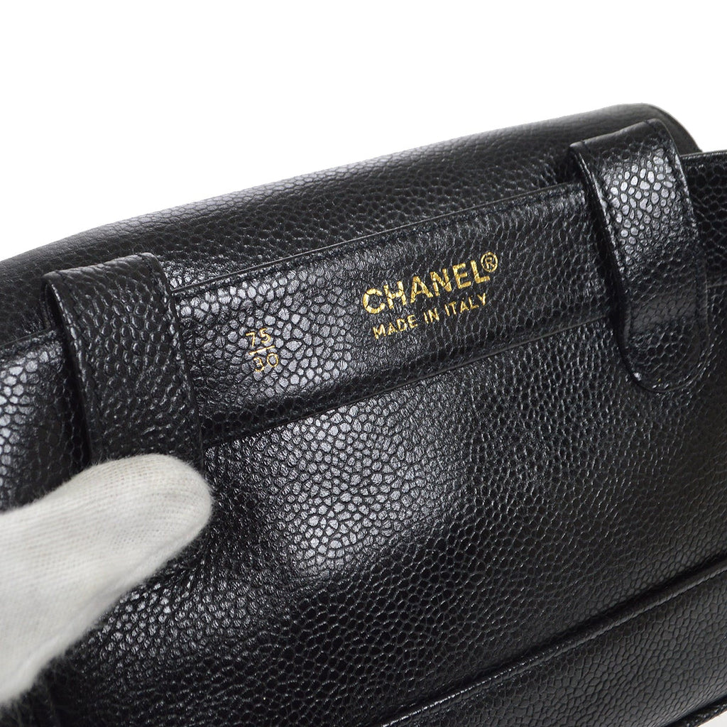 CHANEL 1991-1994 Black Caviar Triple CC Belt Bag #75