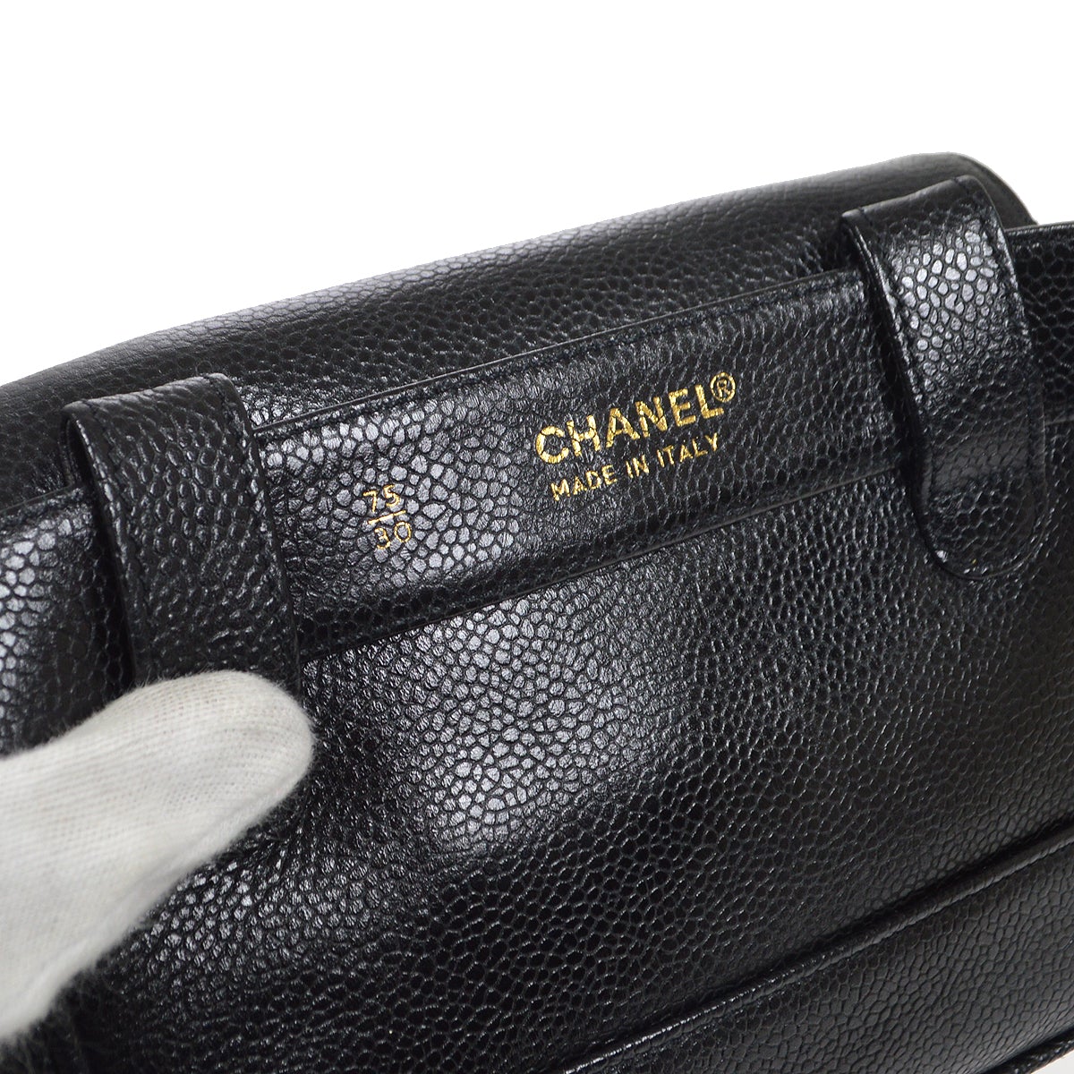 CHANEL 1991-1994 Black Caviar Triple CC Belt Bag #75