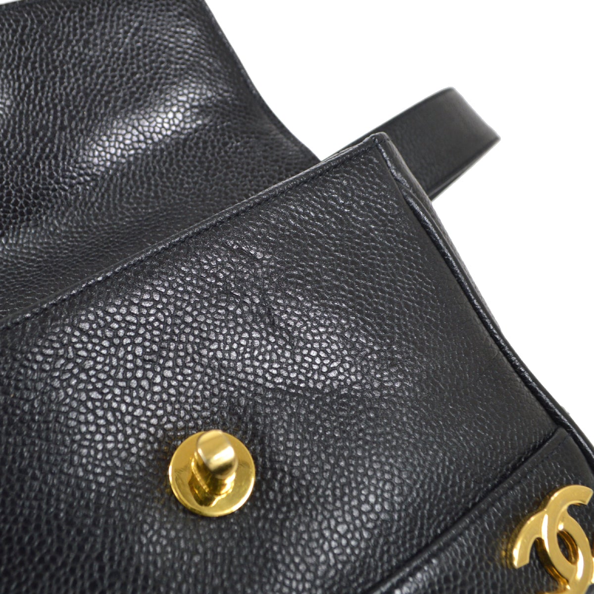 CHANEL 1991-1994 Black Caviar Triple CC Belt Bag #75