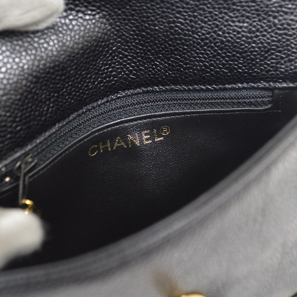CHANEL 1991-1994 Black Caviar Triple CC Belt Bag #75