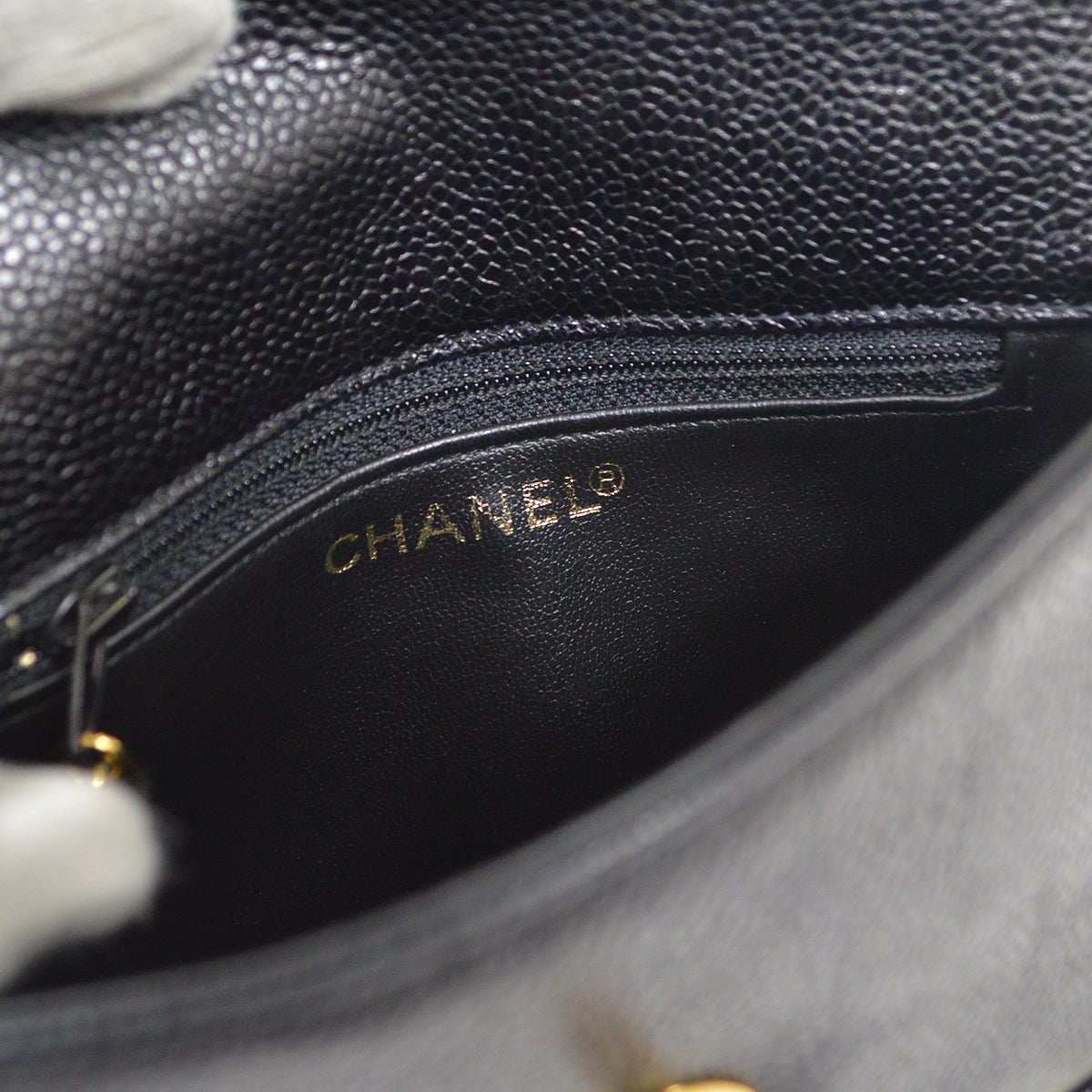 CHANEL 1991-1994 Black Caviar Triple CC Belt Bag #75